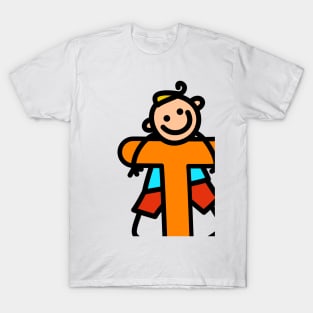 Letter T for Boys alphabet Kids Colorful Cartoon Character T-Shirt